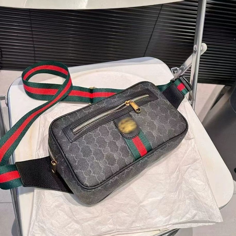 ヨーロッパとアメリカのファッションウエストバッグメンズクロスボディバッグウェビングチェストバッグシングルショルダートレンディなブランドバックパックレトロレタープリントウエストバッグ男性用|undefined