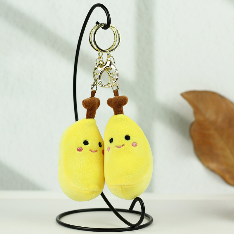 Red en línea lindos bonitos colgantes de frutas pequeñas plátanos juguetes de peluche muñecas bolsas colgantes llaveros muñecas de tela
