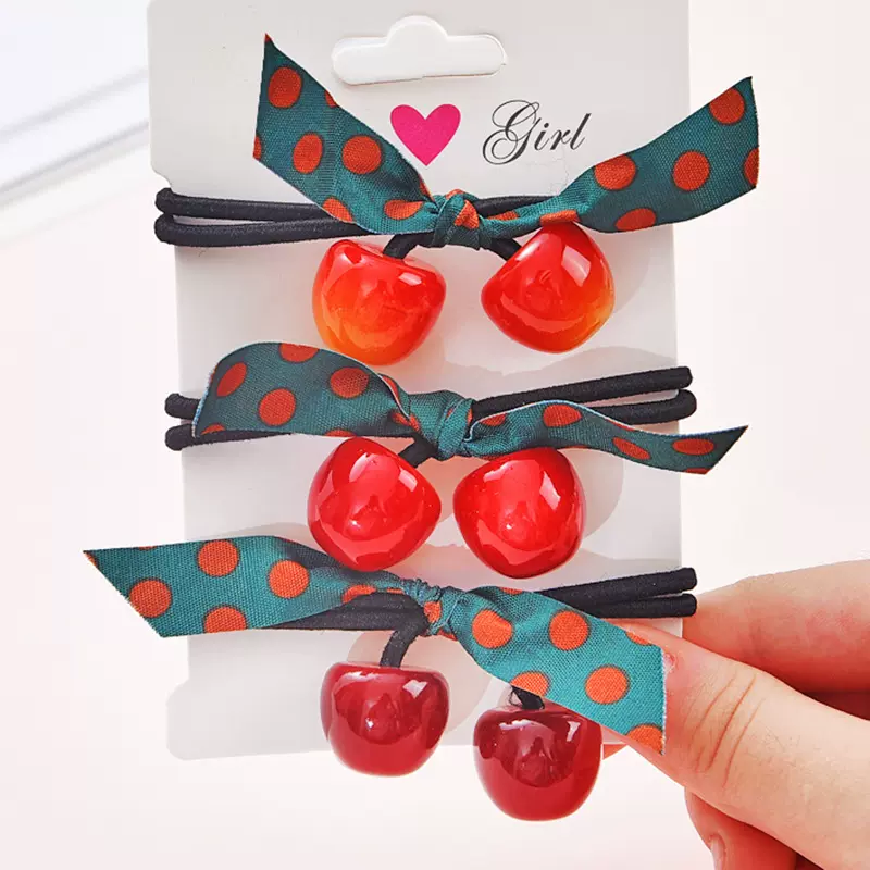 大号樱桃头绳高弹力发圈网红车厘子绑发绳扎头发马尾皮筋