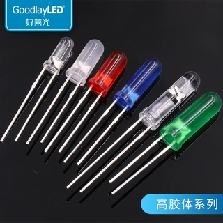 厂家led发光二极管高胶体圆头长脚指示灯珠红绿蓝光直插led灯珠