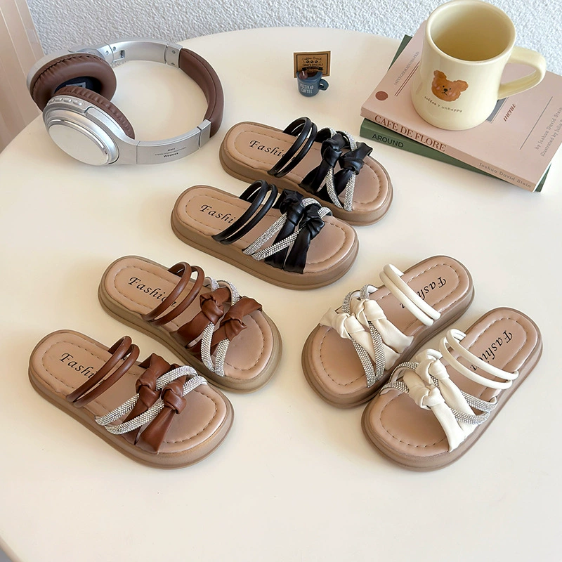 Детские летние босоножки в стиле феи, модель 2025 года для детей постарше, пляжные римские сандалии, модные плоские туфли