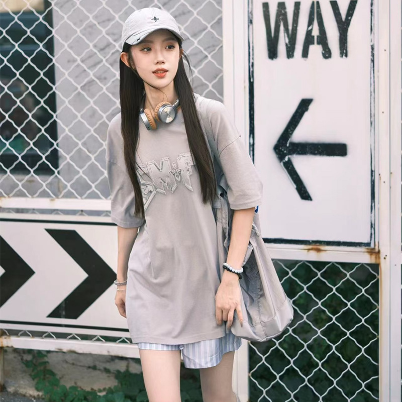 Skk Metal Rock Loose Fit Tee Celebrity Style Retro Loose T-Shirt Top