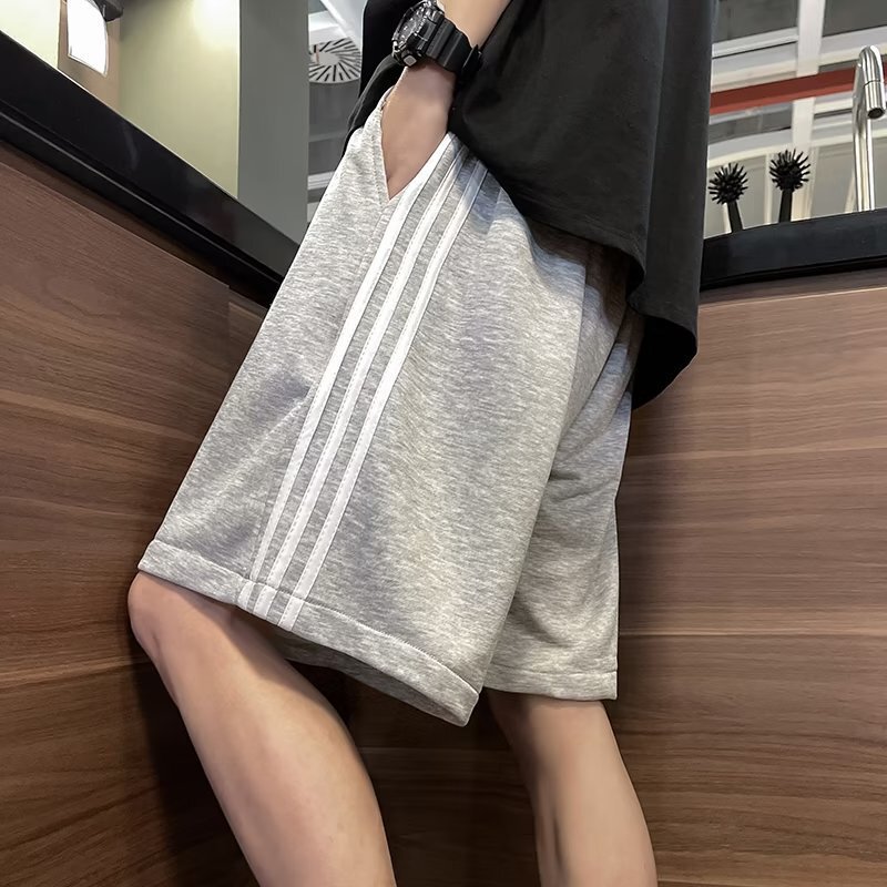High-Quality Striped Shorts for Men, 2024 Summer Korean Style, Loose Casual Sports Trendy Fashion Outerwear Five-Point Shorts