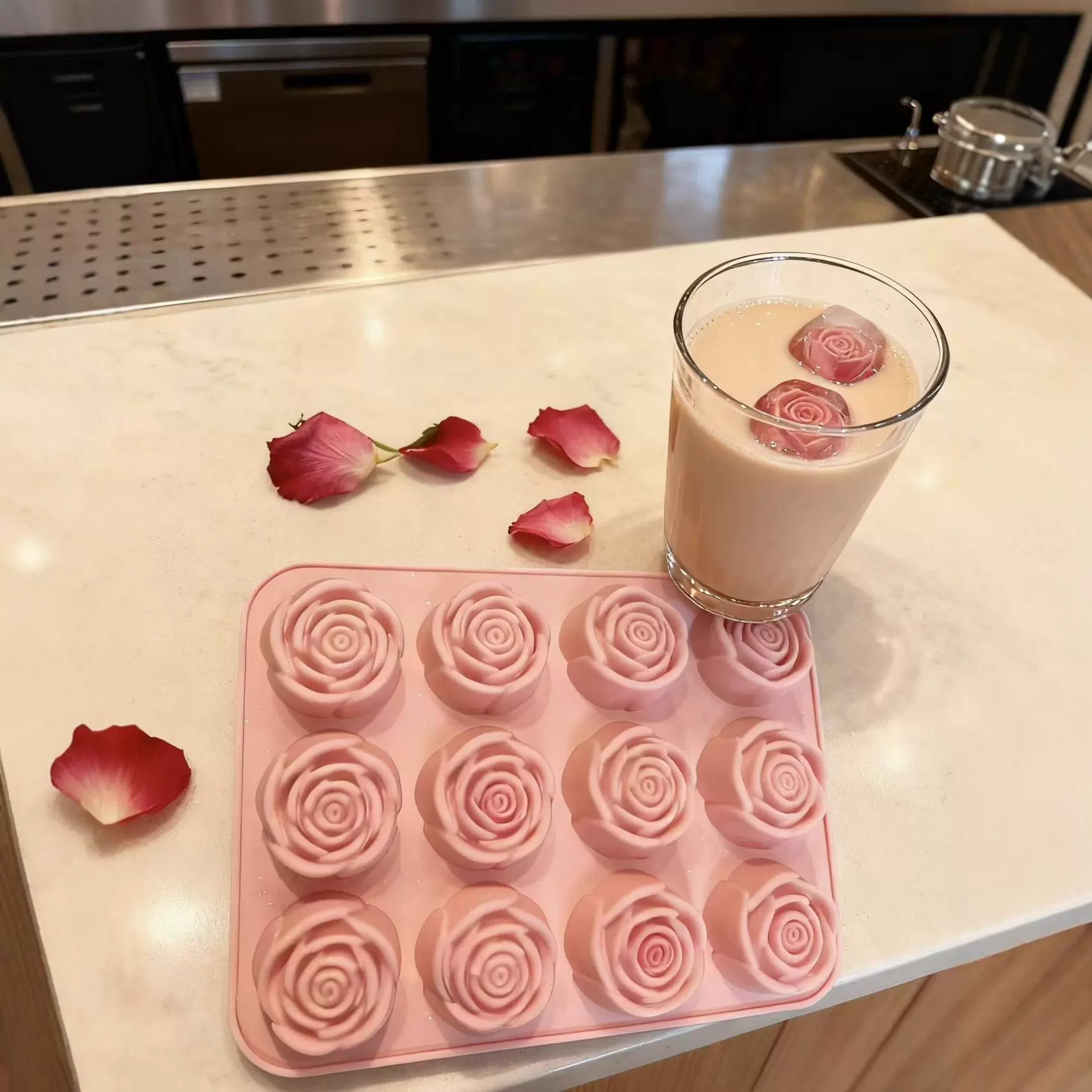 硅胶玫瑰花冰格冰球diy模具威士忌硅胶制冰盒硅胶10孔玫瑰制冰格
