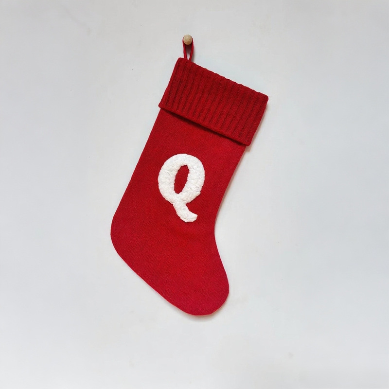 新しい赤いクリスマス装飾ニットレターソックスクリスマスソックスクリスマスツリーペンダント装飾クリスマスソックス|undefined