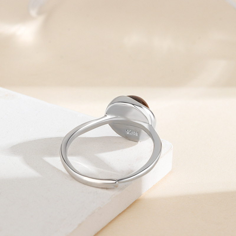 Anello portafortuna irregolare in argento S925 per ragazze con pietra occhi di tigre, stile di lusso leggero, stile INS alla moda personalizzato_voghion.com