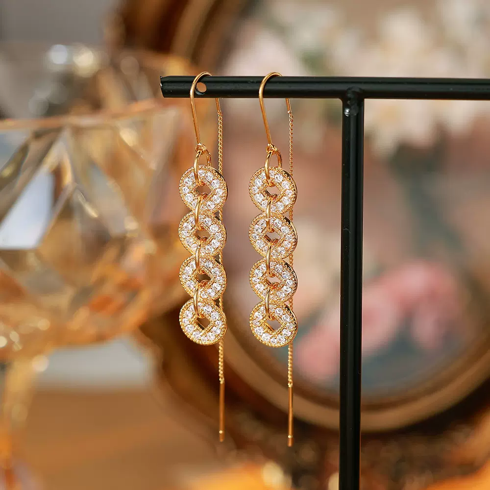 2025爆款18K金镶钻古法五帝钱项链女真金电镀轻奢高级感首饰套装