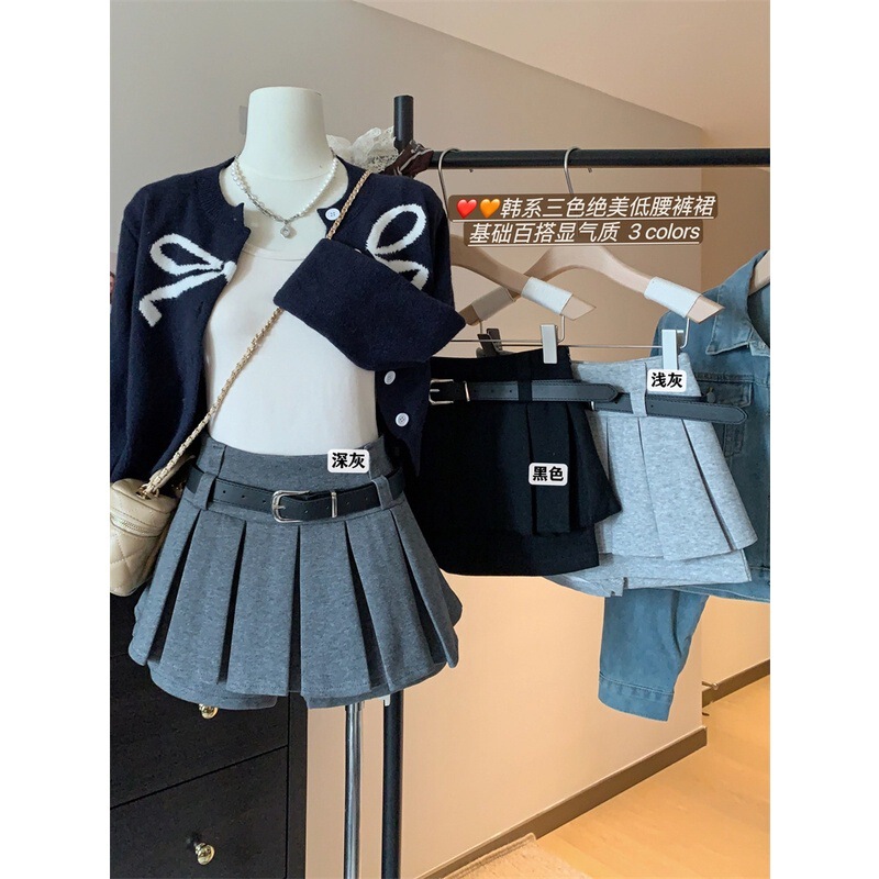 Hot Girl Pleated Skirt Women's 2025 Spring and Summer New High-Waist Slimming Look A-Line Skirt Petite Anti-Exposure Culottes