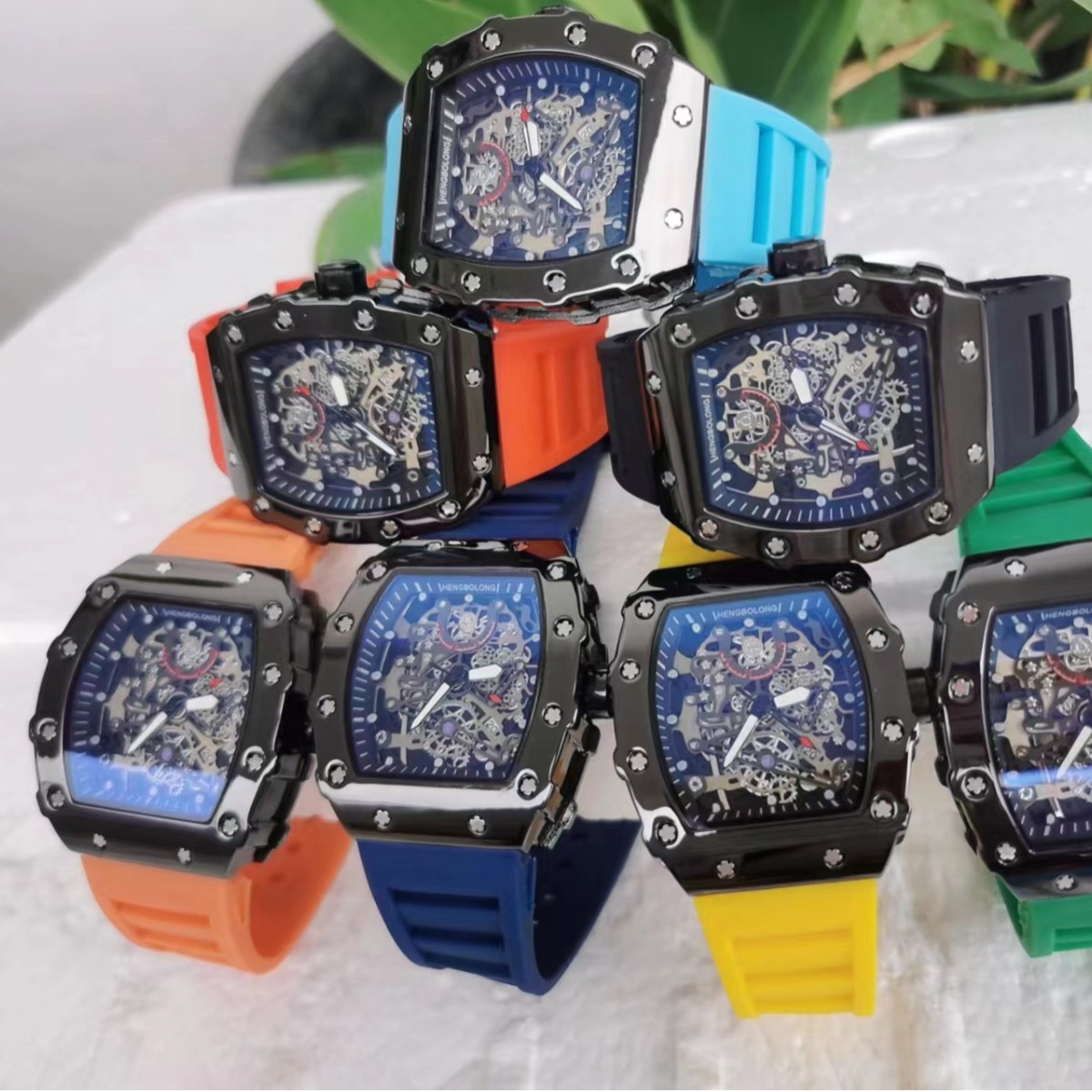 Popular Wine Barrel Shaped Fashionable Mechanical Layered Photosensitive Surface Bright Shell Men's Watch Watch_voghion.com
