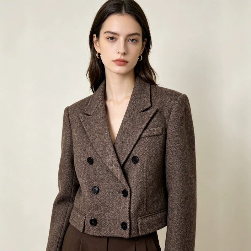 Special Offer: 6-Button Thickened Coat with Fine Fabric, Korean Style Short Double-Sided Wool Coat with Notch Lapels for Petite Women Special Offer: 6-Button Thickened Coat with Fine Fabric, Korean Style Short Double-Sided Wool Coat with Notch Lapels for Petite Women