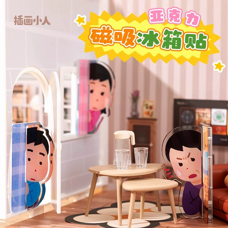 Irasutoya иллюстрация злодея акриловый магнитный зонд магнит на холодильник забавный мягкий милый портативный двусторонний готовый запас