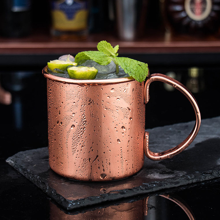 Taza de cerveza de acero inoxidable Chapado en cobre Taza de café simple europea y americana Taza de leche resistente a caídas de material grueso Taza de leche Taza de venta al por mayor