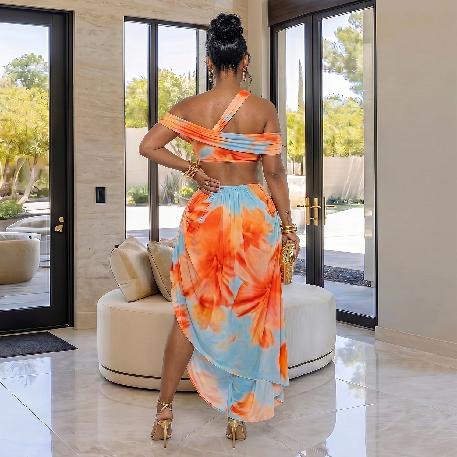 C7731 Aliexpress transfronterizo Amazon 2026 nuevo vestido de impresión de playa sexy de verano image 5