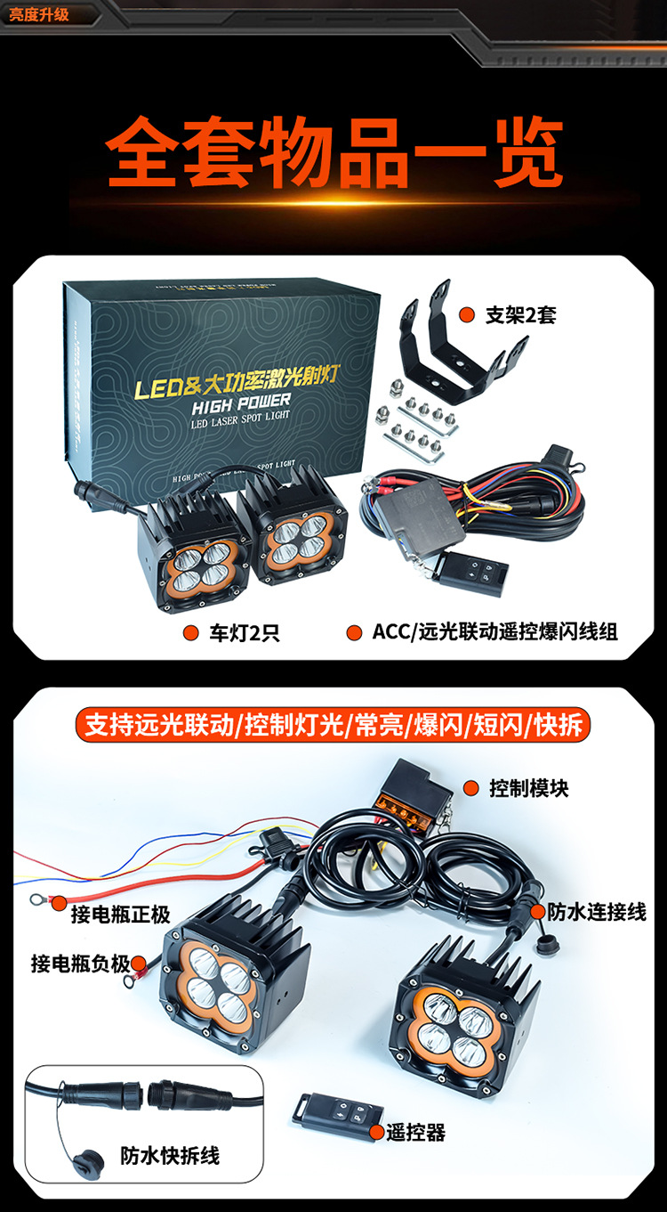 S4 Lucky Star Super Bright Road-Lighting Strip with Daytime Running Lights Car Off-Road Spotlight A-Pillar Front Bumper Led Spotlight