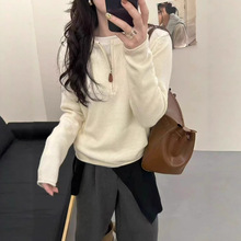 高级感纯色羊毛针织衫欧洲站2025冬季时尚设计感宽松显瘦毛衣女潮