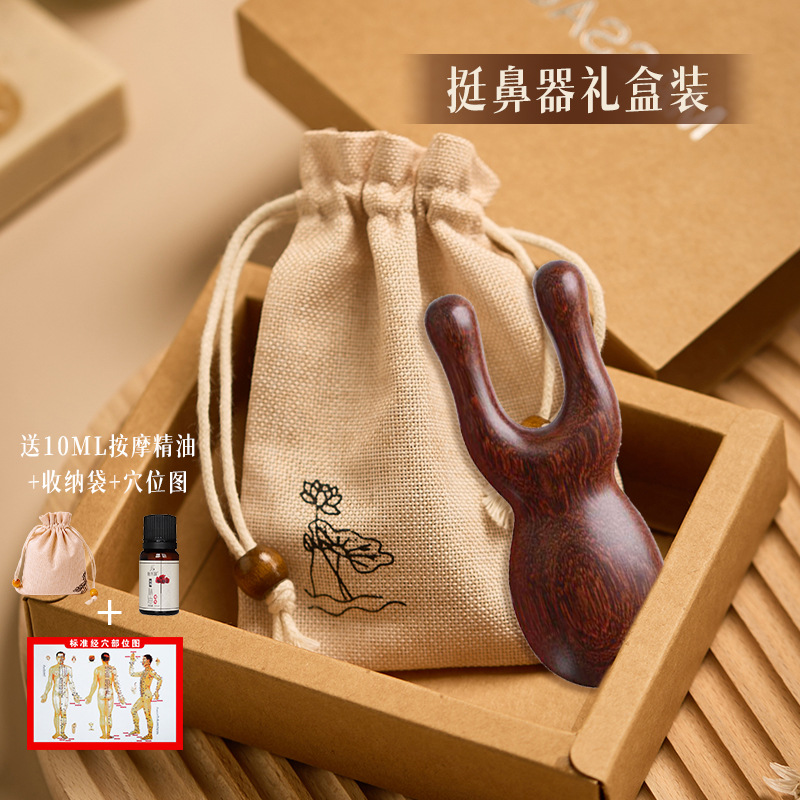 檀木櫛頭部経絡櫛頭治療点穴掻き頭皮マッサージ器鹿角五爪掻き鼻木製櫛