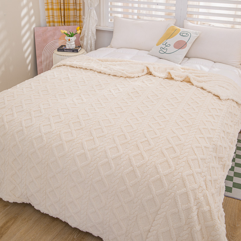 Nuevo suministro directo transfronterizo de piel de torre de una sola capa de jacquard manta de terciopelo grueso manta de color sólido manta de sofá de cuatro estaciones manta al por mayor