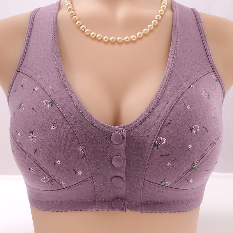 Large Size Thin Front Buckle Push-Up Non-Wired Mother's Intimates for Middle-Aged and Elderly People with Large Breasts and Small Seamless Back Bra