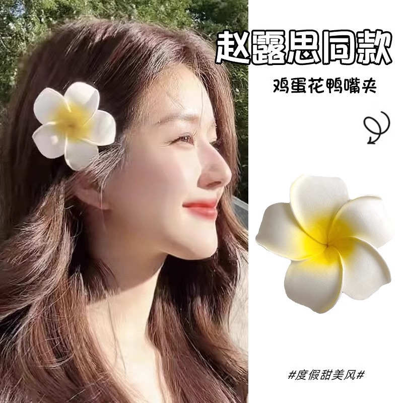 공주 계란 꽃 헤어 클립 헤드웨어 해변 사진 꽃 헤어 액세서리 사이드 클립 프린지 작은 클립 프린지 헤어 프래그먼트 탈출