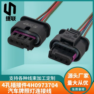 加工定制 4孔接插件4H0973704 汽车牌照灯连接线 汽车传感器线束