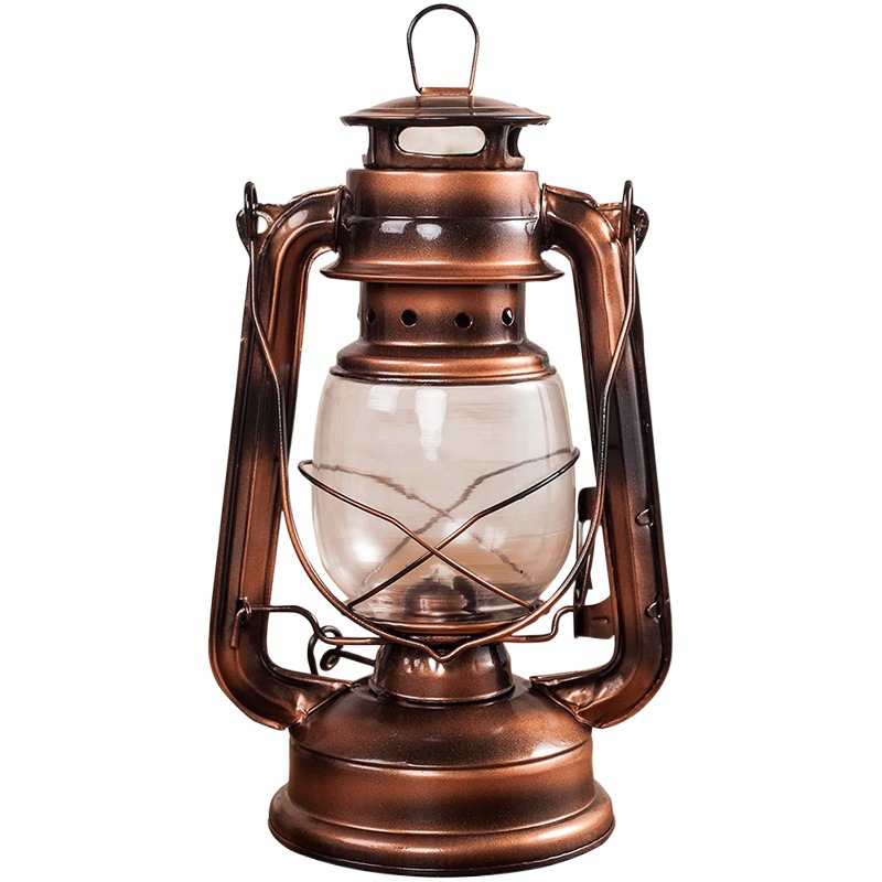 Retro retro lámpara de queroseno de hierro decoración antigua linterna de vidrio portátil decoración al aire libre camping accesorios de la lámpara