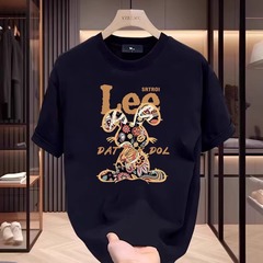 サマーレター半袖TシャツメンズトレンディアメリカンルーズコットンTシャツトレンディ薄手半袖デザイン服T