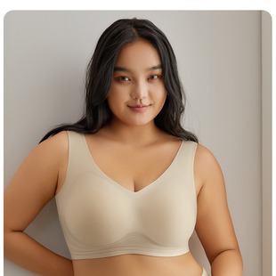 Cross-border fat sister seamless plus size underwear suit summer thin big chest small comfortable wireless sports vest