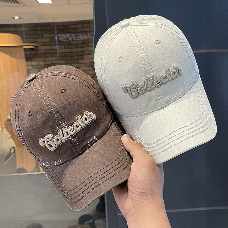 Retro americano viejo sombrero de béisbol primavera y verano personalidad letras bordadas moda versátil cara gorra de lengua de pato