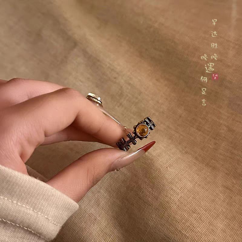 中古ヴィンテージリング女性用オープン調節可能な人差し指リングニッチデザインレトロエスニックスタイルヴィンテージリング|undefined
