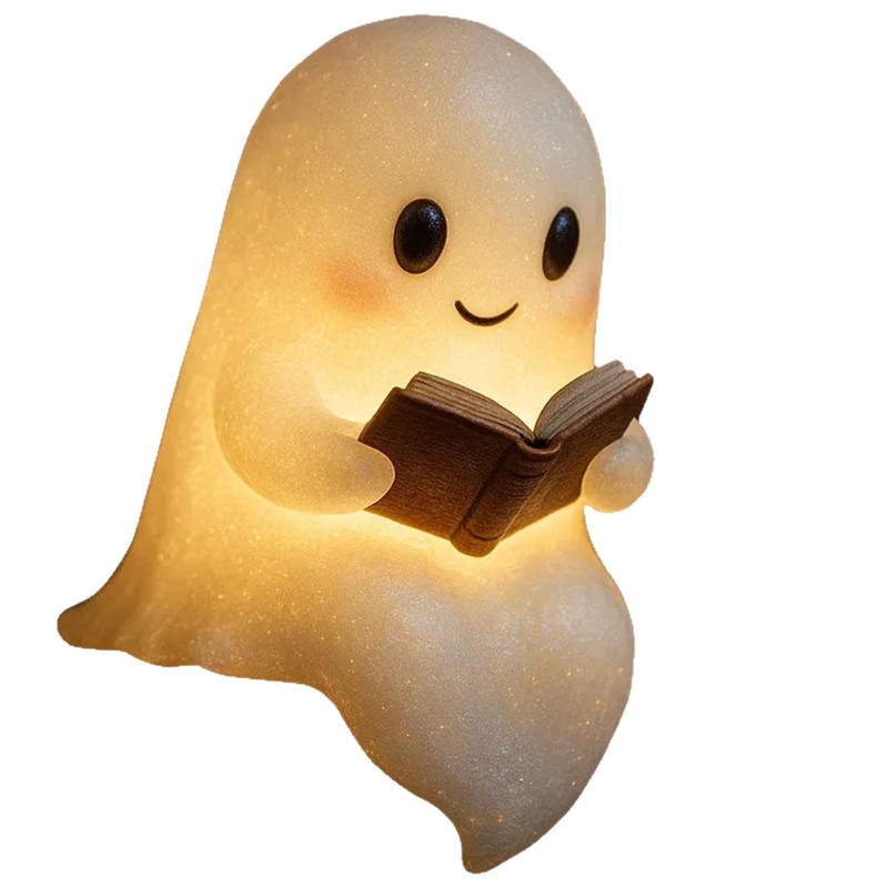 跨境新品Cute Ghost Reading Book Lamp万圣节幽灵看书小夜灯摆件|undefined
