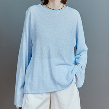 轻薄亚麻棉透气舒适朦胧透感防晒空气感针织长袖罩衫休闲百搭