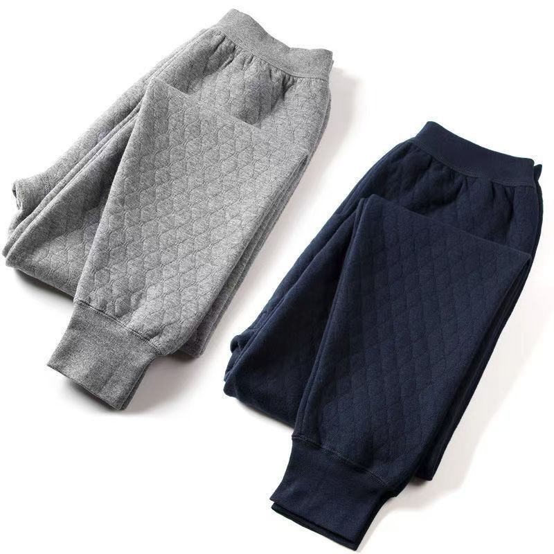Pantalones de otoño de mediana edad, pantalones de algodón de aire de hombre, pantalones de invierno de algodón de tres capas gruesas