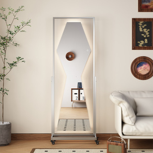 Clothing Store Slim Mirror Wheeled Movable Floor Full-length Mirror Stainless Steel Internet Celebrated Bedroom Smart Fitting Mirror
