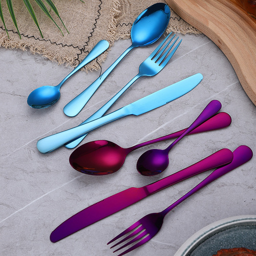 Amazon 410 stainless steel cutlery 1010 series Western cuisine knife fork spoon titanium-plated steak knife fork coffee dessert spoon