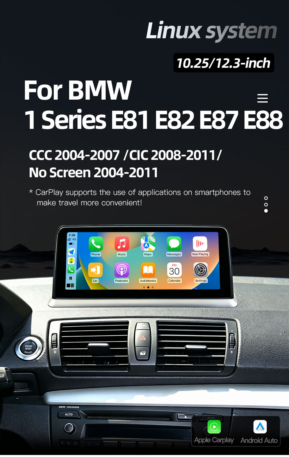 Suitable for Bmw 1 Series E81E82E87E88 Car Central Control Large Screen Navigation Carplay Player