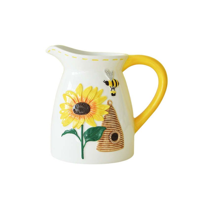 Arreglos florales de primavera, hervidor, abeja, lindo hervidor frío, cerámica de gran capacidad, cerámica en relieve creativa, olla de alto valor image 6