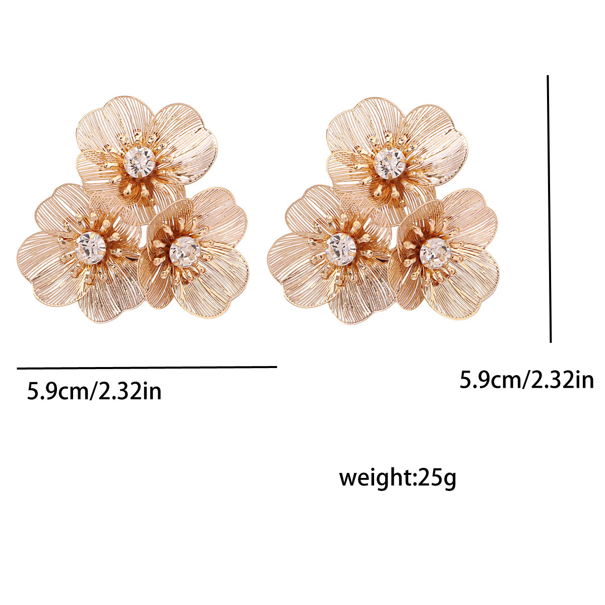 Sweet Flower Plating Inlay Zinc Alloy Artificial Diamond Ear Studs display picture 1