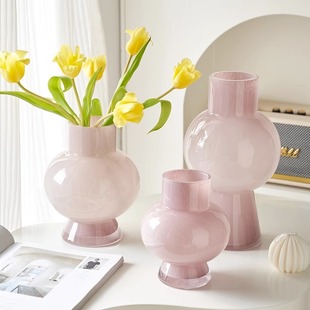 Cream Style Fenton Medieval Vase High-End Glazed Glass Accessible Luxury High-Value Flower Arrangement Decorative Ornaments Ins Style