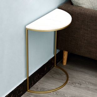 Semi-Circular Side Table, Small Corner Table, Narrow Scandinavian Wall-Mounted C-Shaped Modern Simple Iron Bedside Sofa Side Table Tea Supzhe