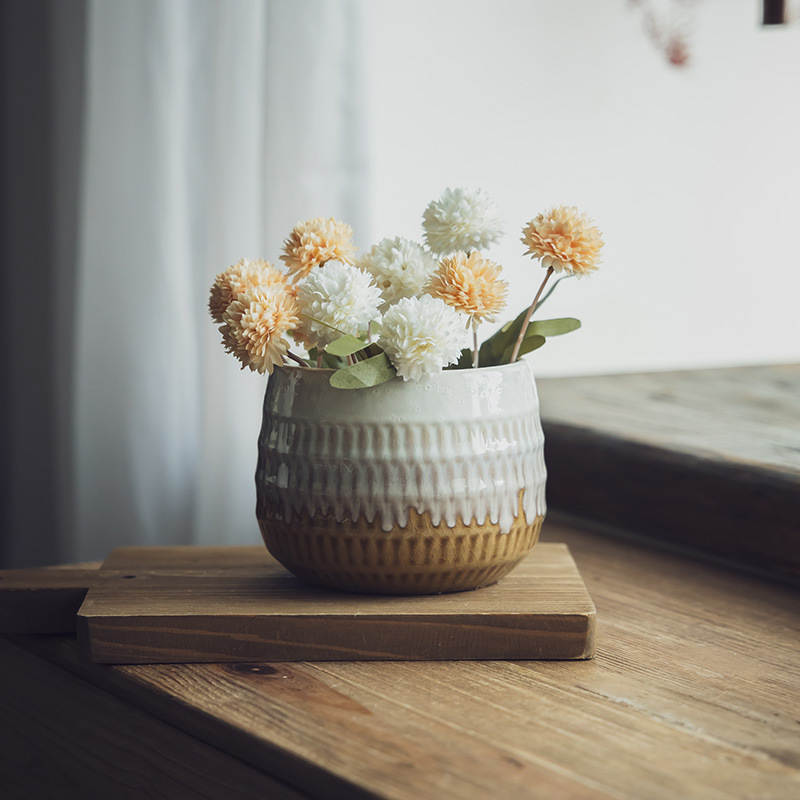 [Antiguidad clásica] vasijas de cerámica creativas decorativas de flores para el hogar, ornamentos de cocina, palillos, cuchillos, tenedores, cucharas, contenedores