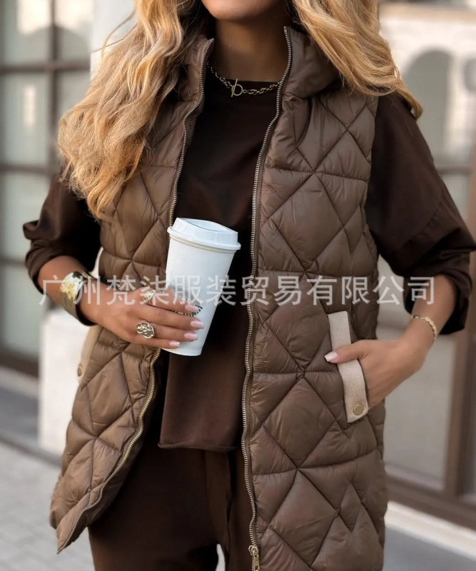 2025亚马逊速卖通宽松立领保暖马甲棉服欧美跨境秋冬新款时尚棉衣|undefined