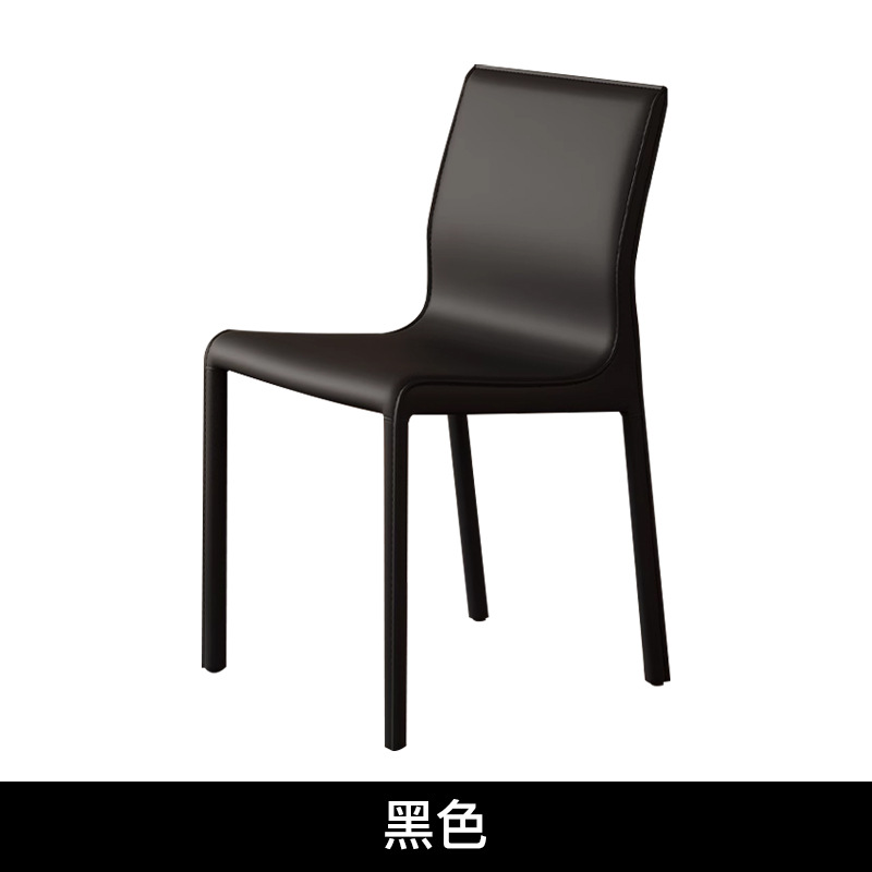 Silla de montar minimalista de estilo italiano, silla de comedor de cuero, respaldo para el hogar, silla de cuero de restaurante, diseño de hotel nórdico de alta gama, silla simple