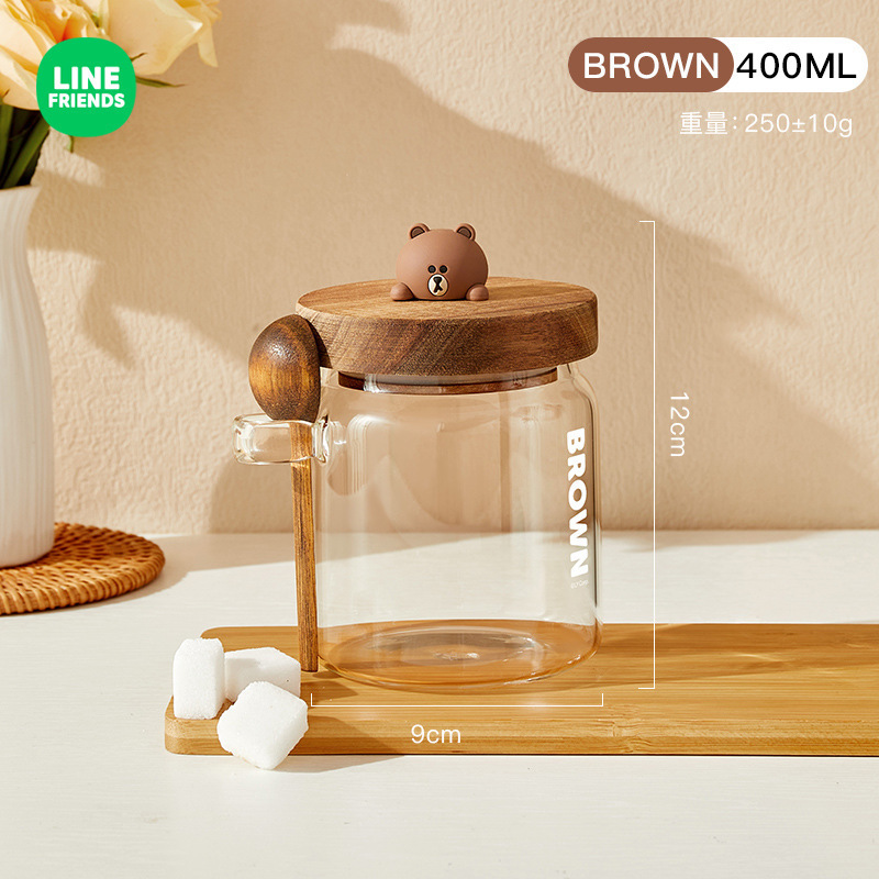 LINE FRIENDS高ホウケイ酸ガラス缶蓋付き収納缶茶葉収納缶コーヒー豆ガラス密封缶|undefined