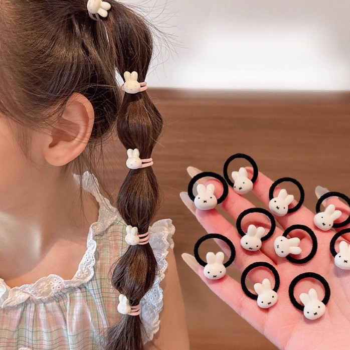 Niños lindos Miffy Dedo anillo para el cabello bebé pequeña banda de goma para el cabello de la niña atada cabello no daña cabello