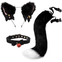 コスプレ猫耳カチューシャ猫しっぽアクセサリー手作りかわいい猫娘獣耳髪饰り獣尾饰りセット