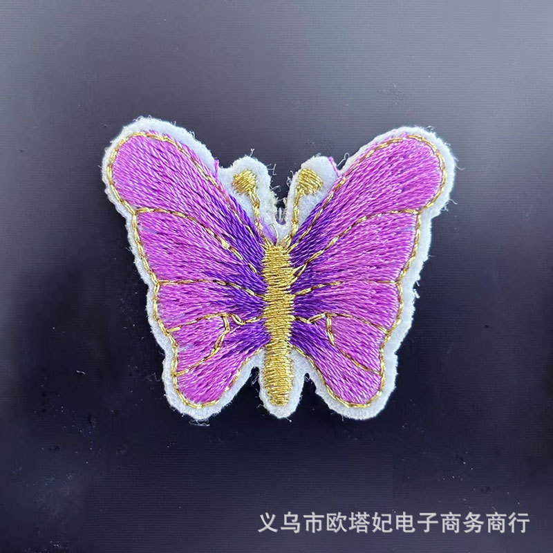Patch bordado nacional Patch bordado de mariposa Patch bordado de moda Patch de alambre de oro Patch de comercio exterior Patch de planchado Patch accesorios para el cabello