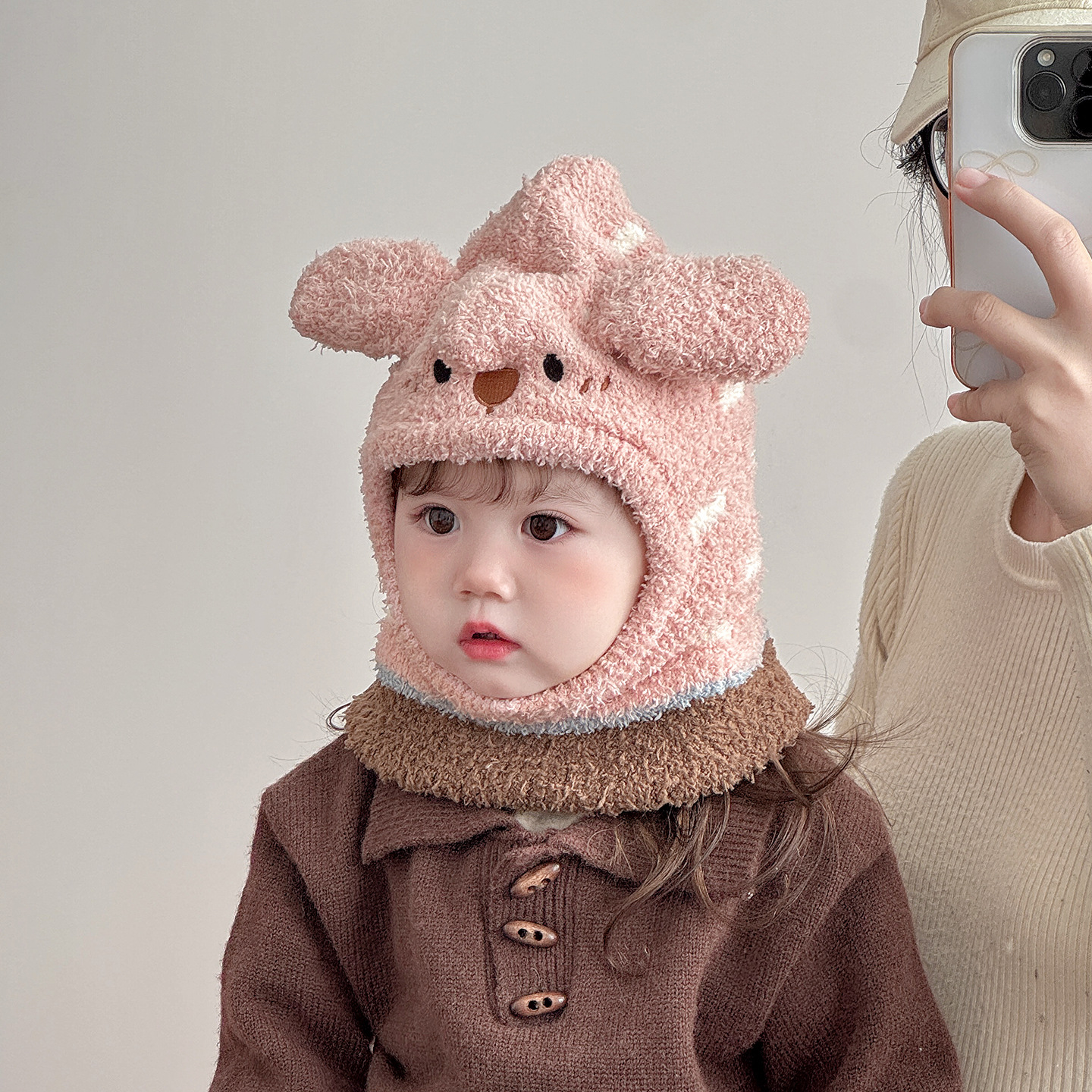 Gorro pasamontañas con bufanda para bebé térmico con protección para orejas para invierno