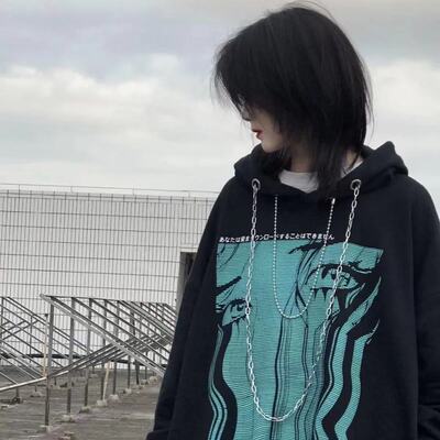 Scales 2021 new pattern Korean Edition Thin section Hooded Sweater student Easy Versatile Long sleeve black clothes Chaopai