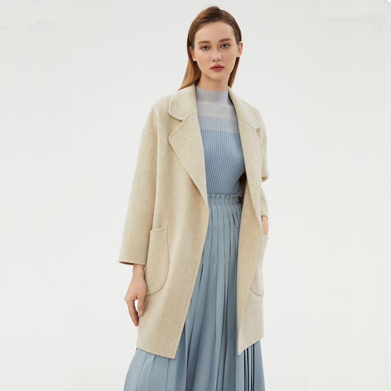 Wool Coat Autumn and Winter New Double-sided Wool Women's Mid-length Fashionable Loose Cocoon Wool Coat for Small Women