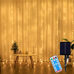 LED太陽能窗簾燈滿天星臥室房間布置彩燈聖誕節日氛圍裝飾窗簾燈